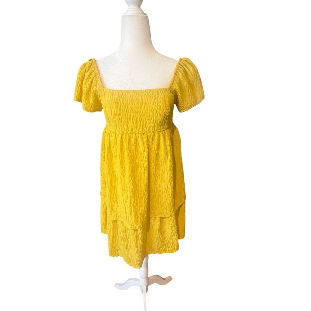RTR NOW women's Mustard Gold Babydoll Dress size small in golden yellow - Picture 10 of 15